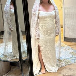 Jenny Yoo Long Sleeve Off the Shoulder Lace Gown